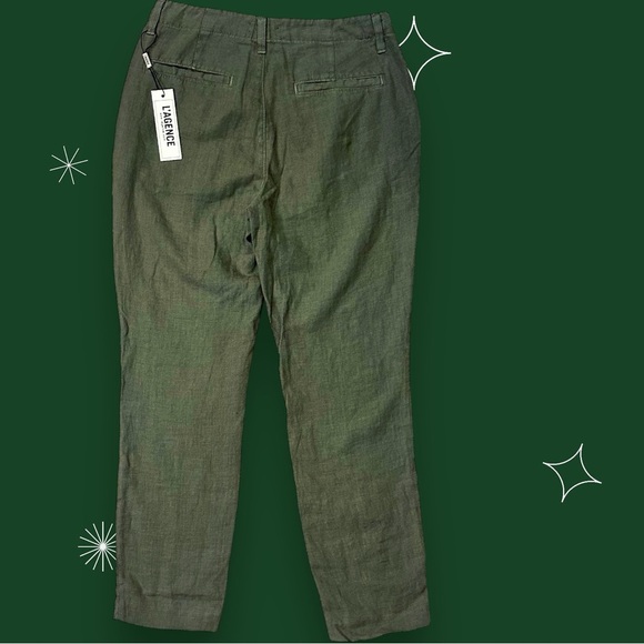 NWT L’Agence Cropped Linen Trousers in Olive Green “Basil” Size 25 - Picture 8 of 12